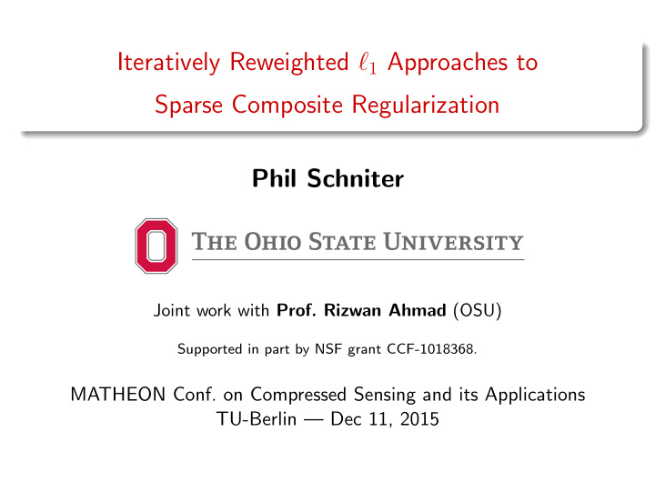 iteratively reweighted 1 approaches to sparse composite