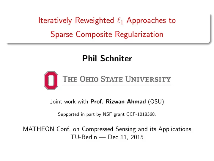 iteratively reweighted 1 approaches to sparse composite