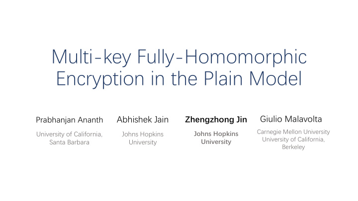 encryption in the plain model