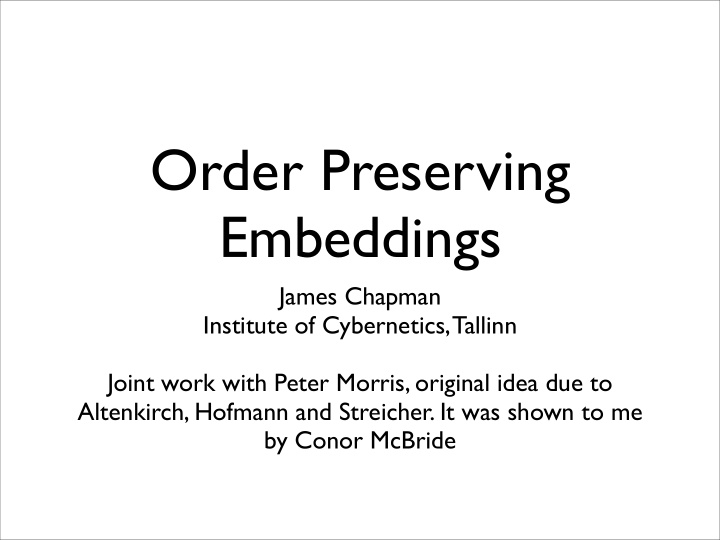 order preserving embeddings