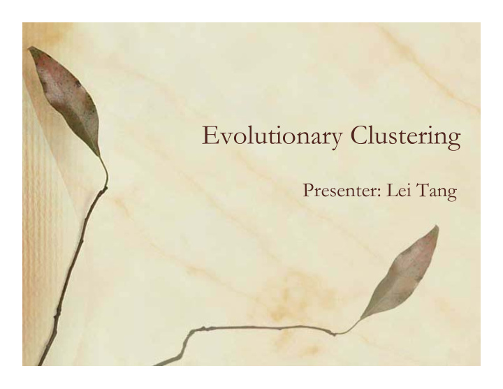evolutionary clustering