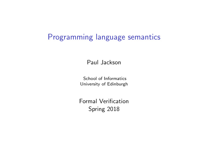 programming language semantics