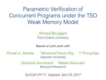 Parametric Verification of  Concurrent Programs under the TSO  Weak Memory Model  Ahmed Bouajjani