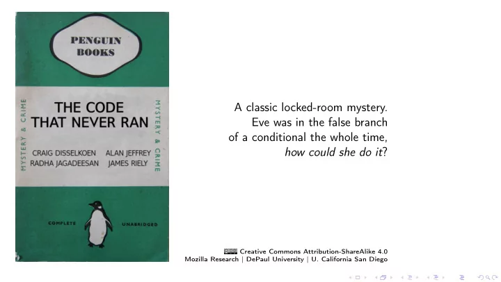 a classic locked room mystery eve was in the false branch