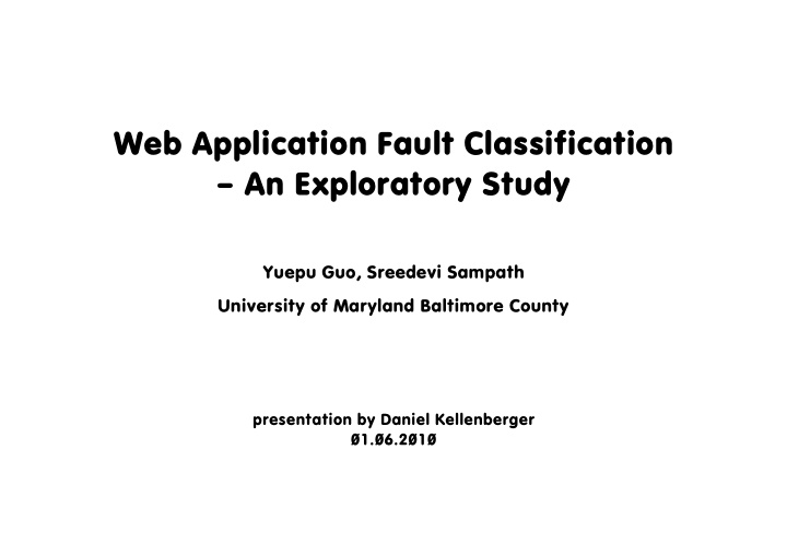 web application fault classification an exploratory study