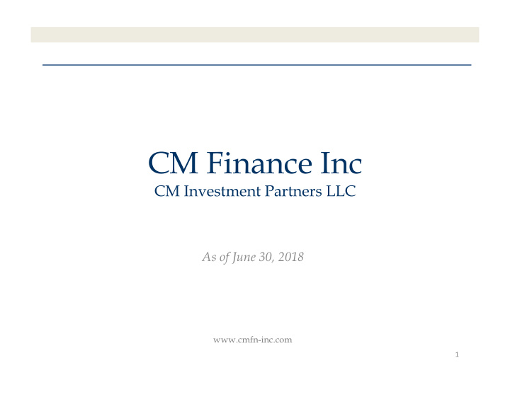 cm finance inc