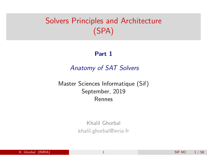 solvers principles and architecture spa