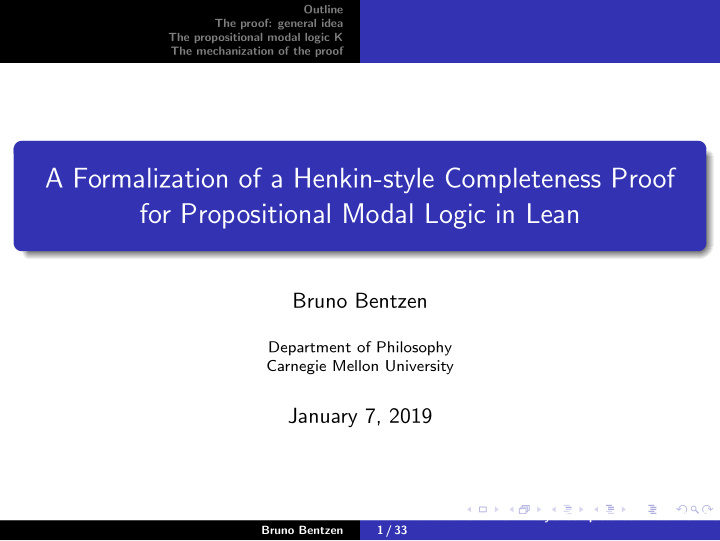 a formalization of a henkin style completeness proof for