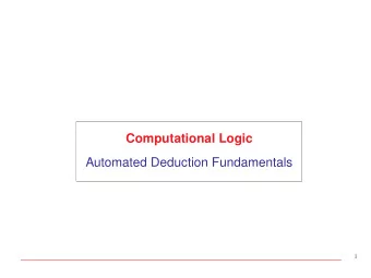 Computational Logic  Automated Deduction Fundamentals  1  Elements of First-Order Predicate Logic