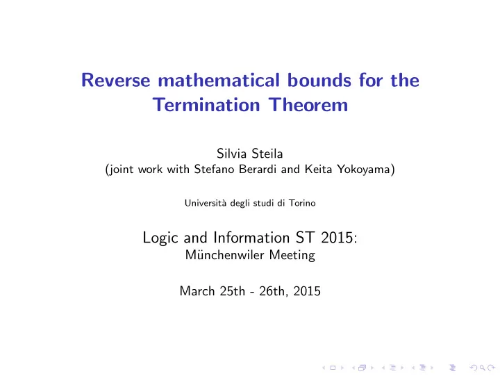 reverse mathematical bounds for the termination theorem