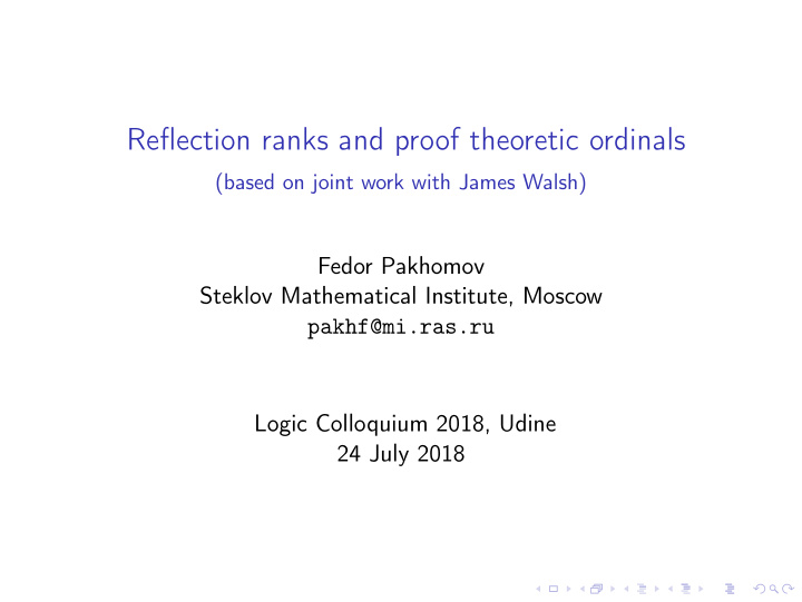 reflection ranks and proof theoretic ordinals