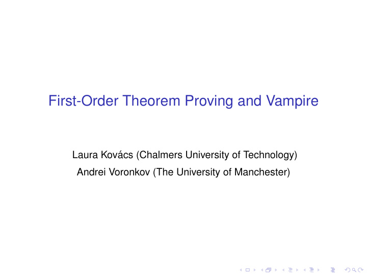 first order theorem proving and vampire