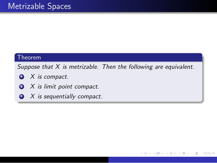 metrizable spaces
