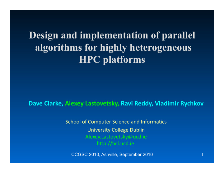 design and implementation of parallel algorithms for