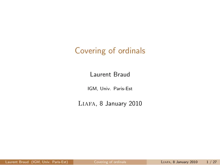 covering of ordinals
