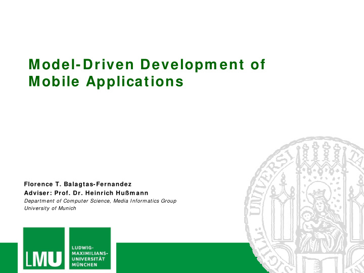 model driven developm ent of mobile applications