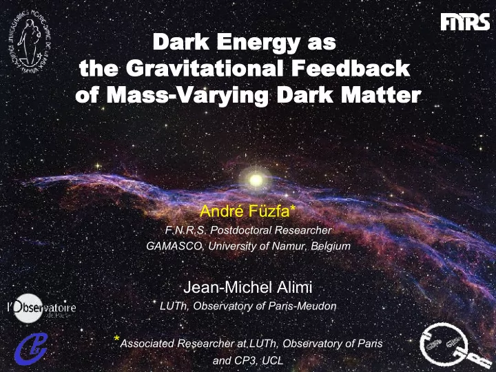 dark e k energy a y as the g gravit itat atio ional f l