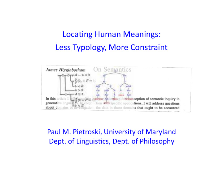 loca ng human meanings less typology more constraint