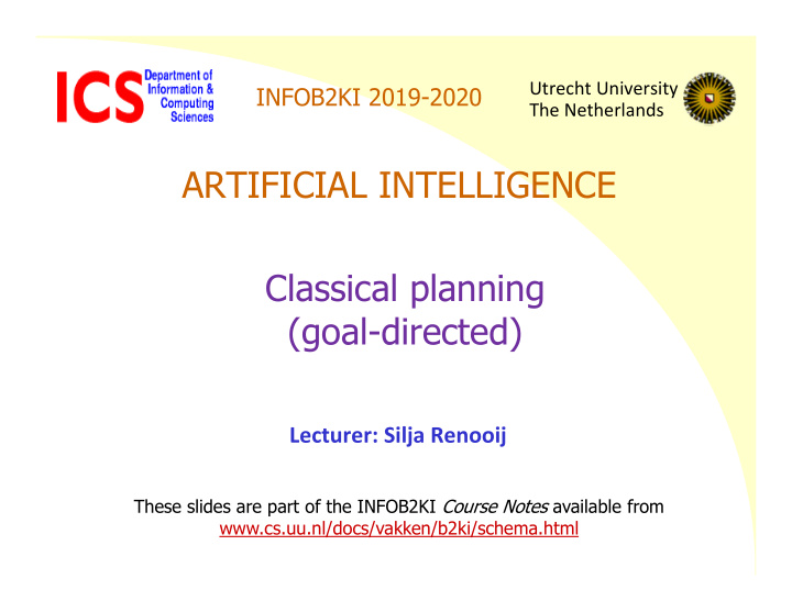 artificial intelligence classical planning goal directed