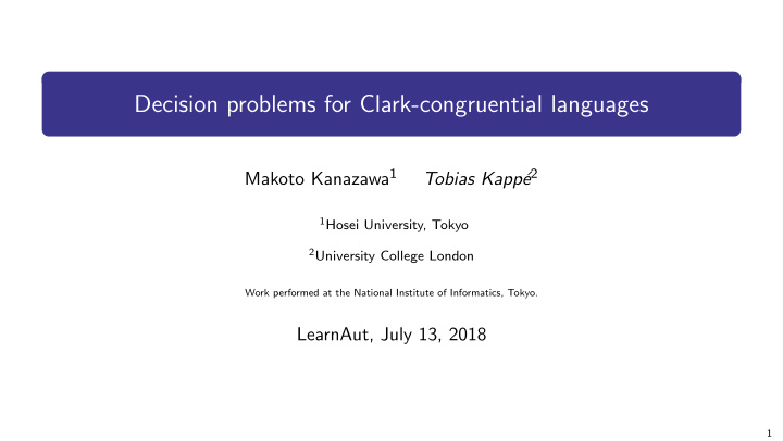 decision problems for clark congruential languages