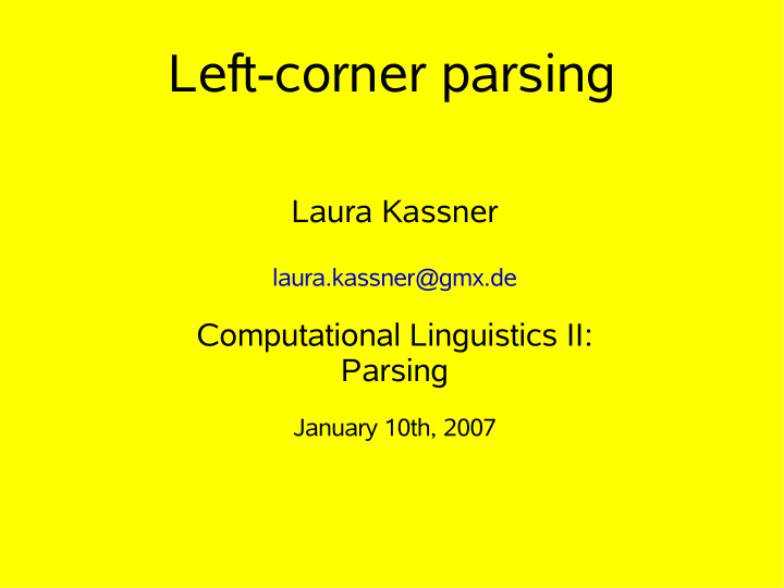 left corner parsing