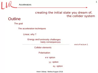 Outline  The goal  The acceleration techniques  Linear, why ?  Energy and luminosity challenges