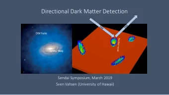 Directional Dark Matter Detection  DM halo  Milky Way  Sendai Symposium, March 2019  Sven Vahsen