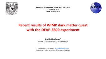 Recent results of WIMP dark matter quest  with the DEAP-3600 experiment  Ariel Zuiga Reyes*  on