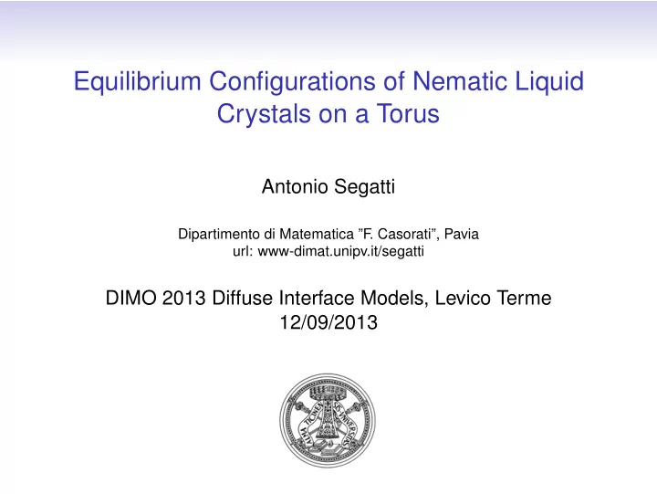 equilibrium configurations of nematic liquid crystals on
