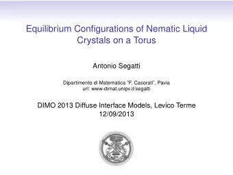 Equilibrium Configurations of Nematic Liquid  Crystals on a Torus  Antonio Segatti  Dipartimento di