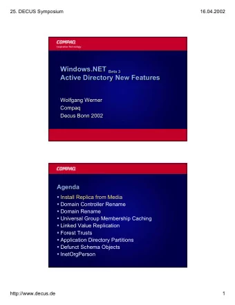Windows.NET Windows.NET Beta 3  Beta 3  Active Directory New Features  Directory New Features