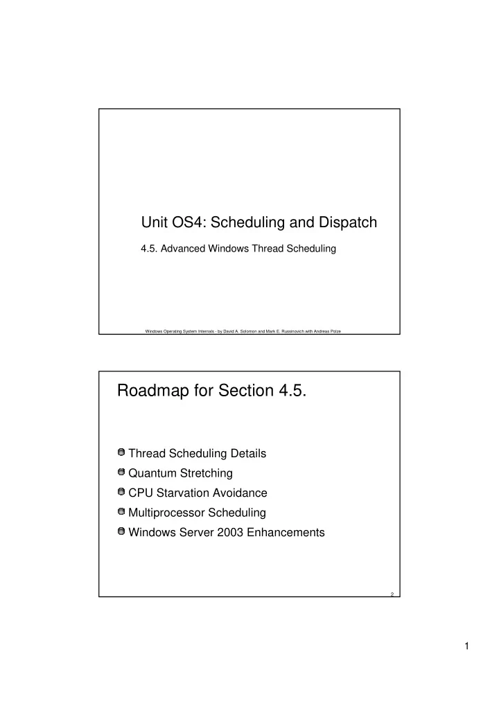 roadmap for section 4 5