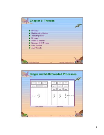 Chapter 5: Threads I Overview I Multithreading Models I Threading Issues I Pthreads I Solaris 2