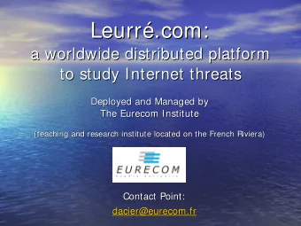 Leurr.com  com:  :  Leurr.  a worldwide distributed platform  a worldwide distributed platform