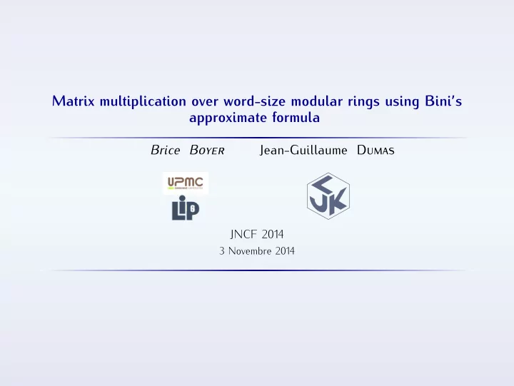 matrix multiplication over word size modular rings using