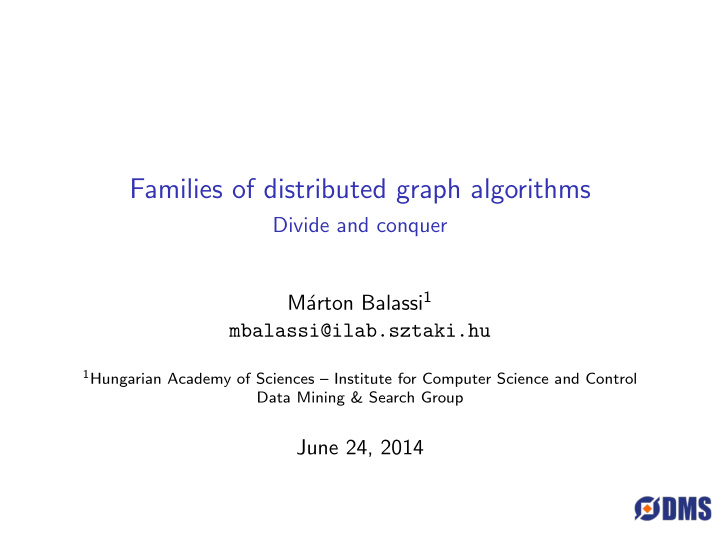families of distributed graph algorithms