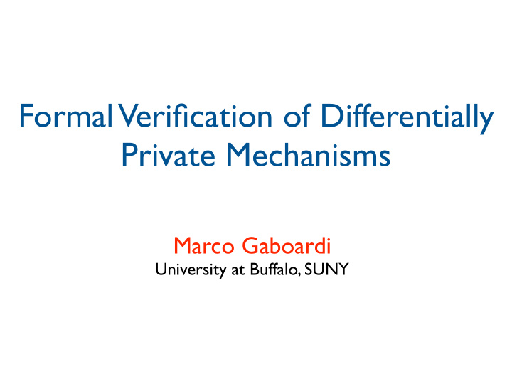 formal verification of differentially private mechanisms