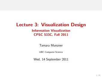 Lecture 3: Visualization Design  Information Visualization  CPSC 533C, Fall 2011  Tamara Munzner