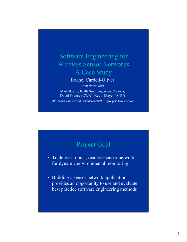 software engineering for wireless sensor networks a case