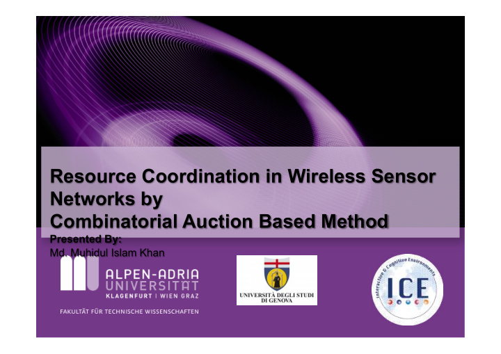 resource coordination in wireless sensor networks by