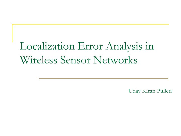 localization error analysis in wireless sensor networks