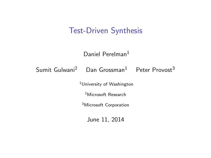 test driven synthesis