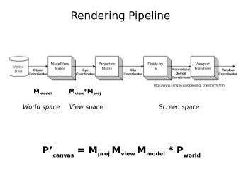 Rendering Pipeline  http://www.songho.ca/opengl/gl_transform.html M model M view *M proj  World