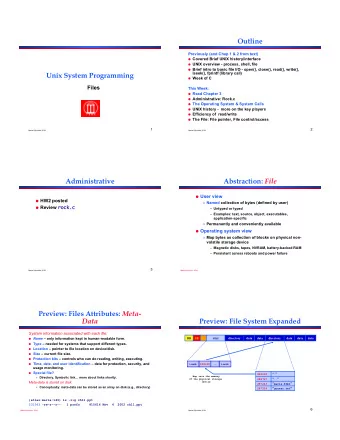 Files  This Week:  Read Chapter 3  Administrative: Rock.c  The Operating System &amp;