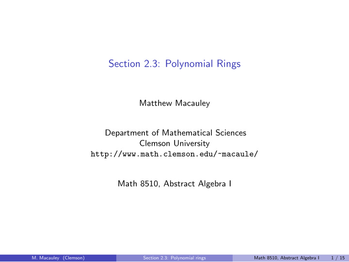 section 2 3 polynomial rings
