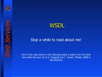 Web Services  Web Services  WSDL  WSDL  WSDL  Stop a while to read about me!  Part of the code