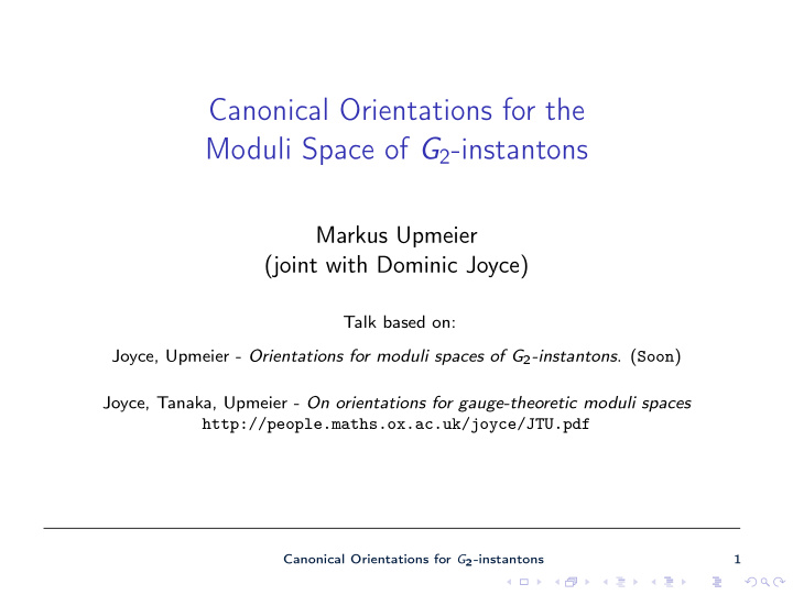 canonical orientations for the moduli space of g 2