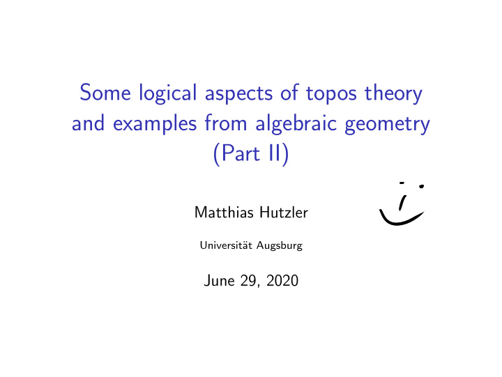 some logical aspects of topos theory and examples from
