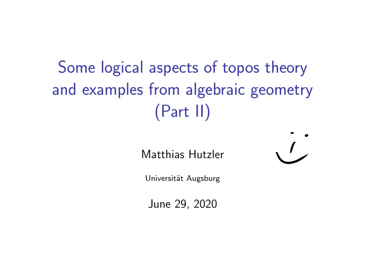 some logical aspects of topos theory and examples from