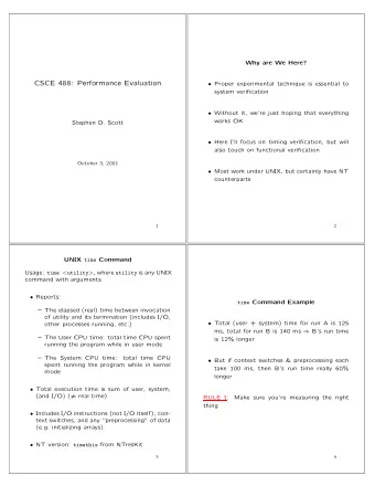 CSCE 488: Performance Evaluation  Proper experimental technique is essential to  system